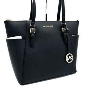 Michael Kors Large Charlotte Tote Bag Leather Black